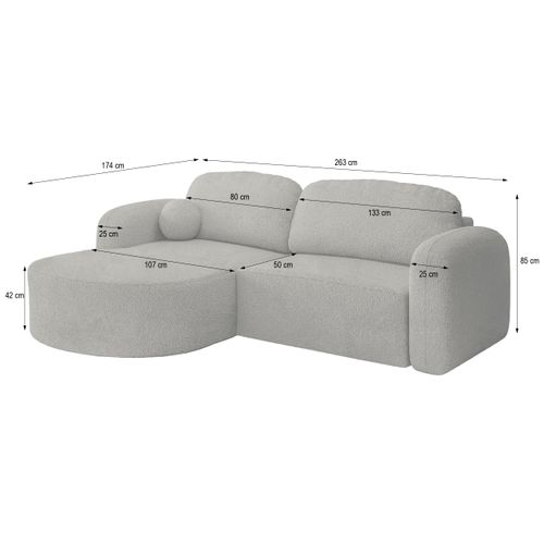 Canapé D'angle Amilia Beige En Bouclé Avec Fonction De Couchage