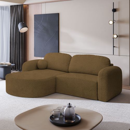 Canapé D'angle Amilia Orange En Bouclé Avec Fonction De Couchage