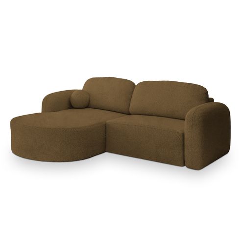 Canapé D'angle Amilia Orange En Bouclé Avec Fonction De Couchage