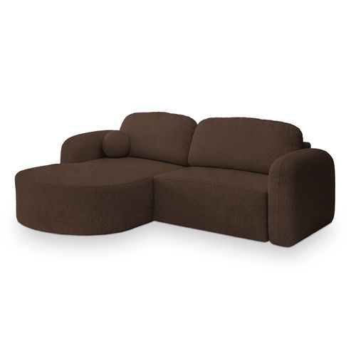 Canapé D'angle Amilia Marron En Bouclé Avec Fonction De Couchage