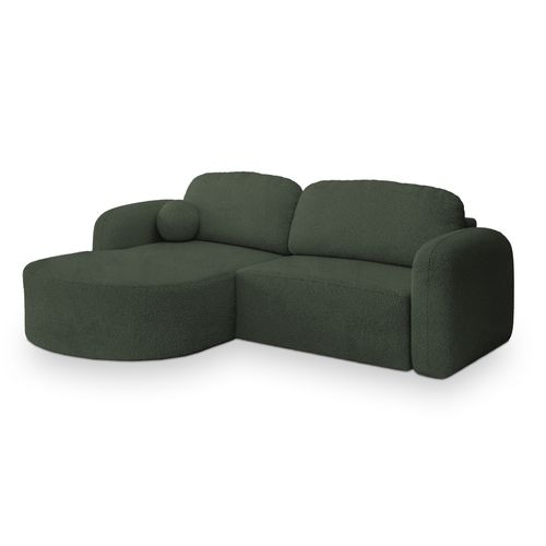 Canapé D'angle Amilia Vert En Bouclé Avec Fonction De Couchage