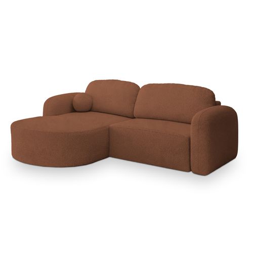 Canapé D'angle Amilia Cuivré En Bouclé Avec Fonction De Couchage