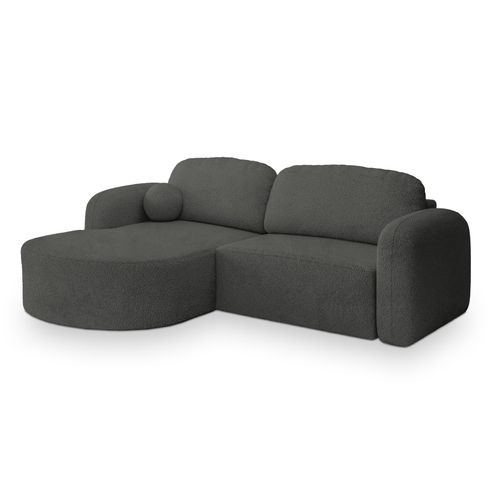 Canapé D'angle Amilia Gris En Bouclé Avec Fonction De Couchage
