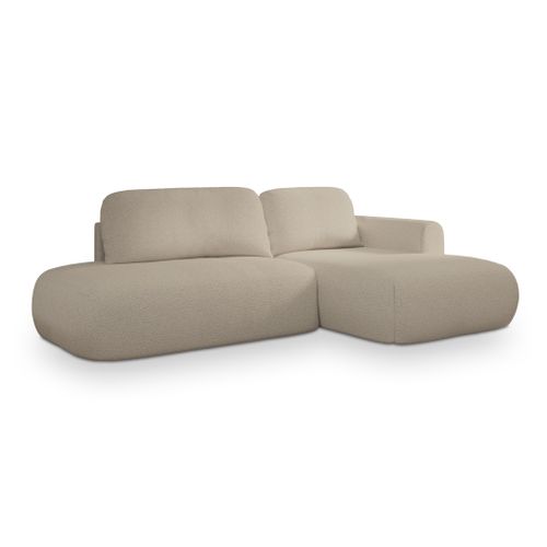 Canapé D'angle Nuvira Beige En Bouclé Avec Fonction De Couchage