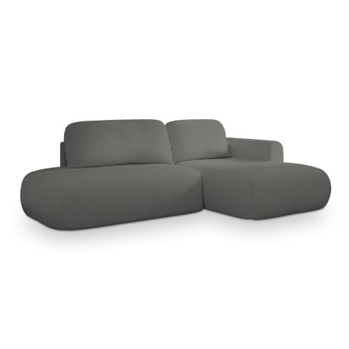 Canapé D'angle Nuvira Gris En Bouclé Avec Fonction De Couchage