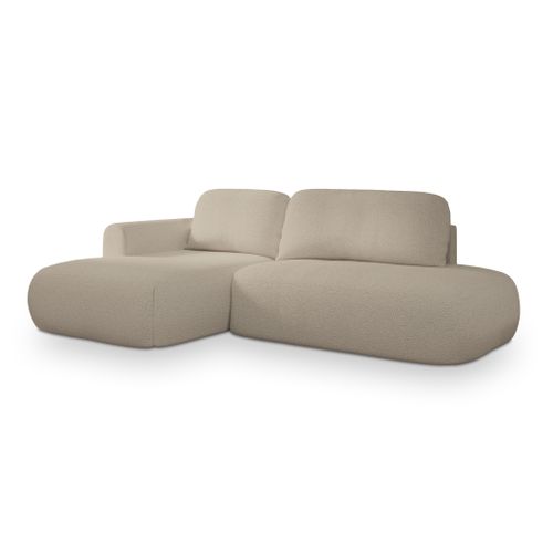 Canapé D'angle Nuvira Beige En Bouclé Avec Fonction De Couchage
