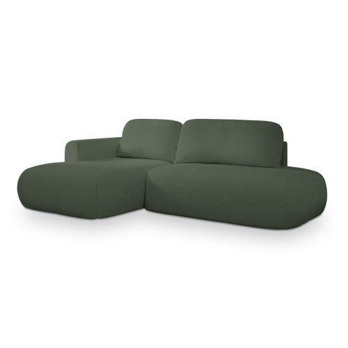 Canapé D'angle Nuvira Vert En Bouclé Avec Fonction De Couchage