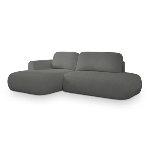 Canapé D'angle Nuvira Gris En Bouclé Avec Fonction De Couchage