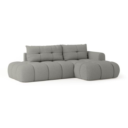 Canapé D'angle Fluma Gris Clair En Bouclé Avec Fonction De Couchage