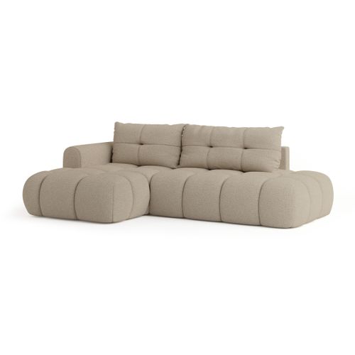 Canapé D'angle Fluma Beige En Bouclé Avec Fonction De Couchage