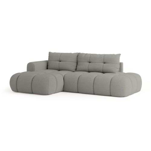 Canapé D'angle Fluma Gris Clair En Bouclé Avec Fonction De Couchage