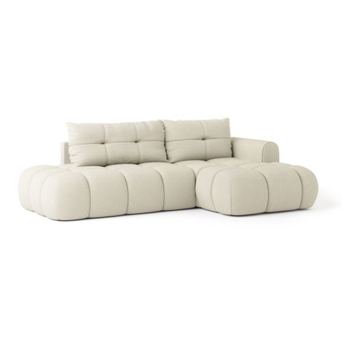 Canapé D'angle Fluma Crème En Tissu Texturé Avec Fonction De Couchage