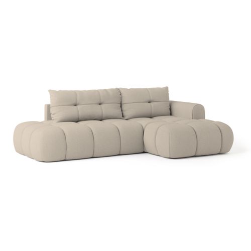 Canapé D'angle Fluma Beige En Tissu Texturé Avec Fonction De Couchage
