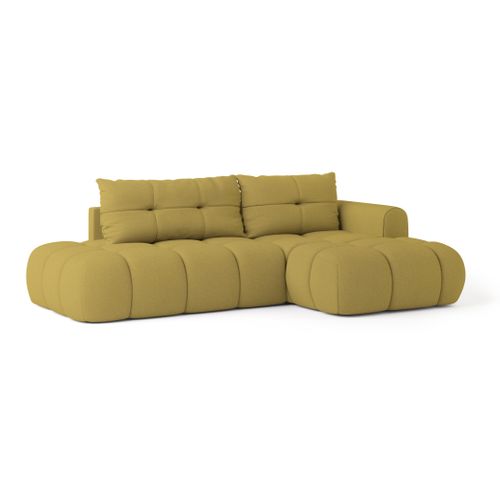 Canapé D'angle Fluma Jaune En Tissu Texturé Avec Fonction De Couchage