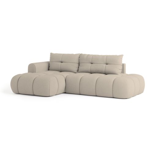 Canapé D'angle Fluma Beige En Tissu Texturé Avec Fonction De Couchage