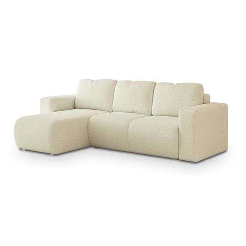 Canapé D'angle Rinova Crème En Bouclé Avec Fonction De Couchage