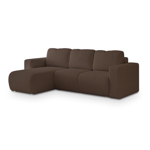 Canapé D'angle Rinova Marron En Bouclé Avec Fonction De Couchage