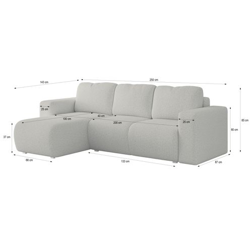 Canapé D'angle Rinova Cuivré En Bouclé Avec Fonction De Couchage