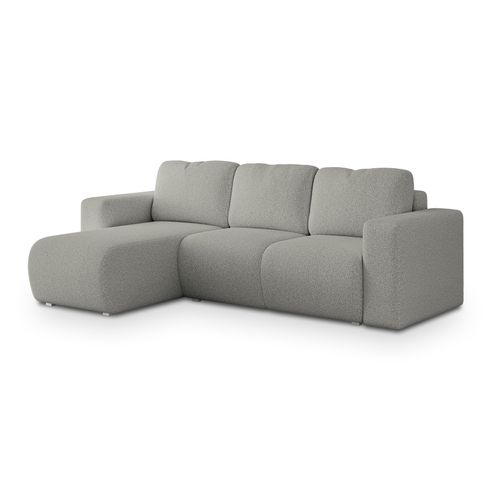 Canapé D'angle Rinova Gris Clair En Bouclé Avec Fonction De Couchage