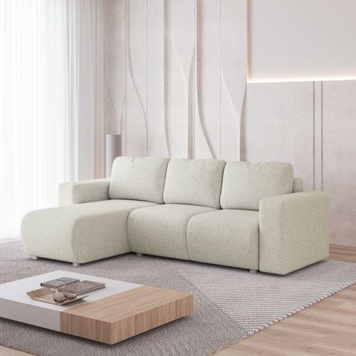 Canapé D'angle Rinova Crème En Tissu Texturé Avec Fonction De Couchage