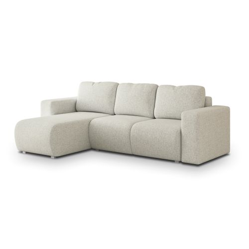 Canapé D'angle Rinova Crème En Tissu Texturé Avec Fonction De Couchage