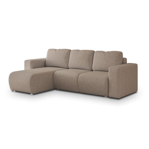 Canapé D'angle Rinova Beige En Tissu Texturé Avec Fonction De Couchage