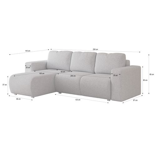 Canapé D'angle Rinova Marron En Tissu Texturé Avec Fonction De Couchage