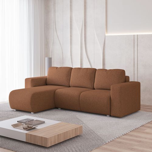 Canapé D'angle Rinova Cuivré En Tissu Texturé Avec Fonction De Couchage