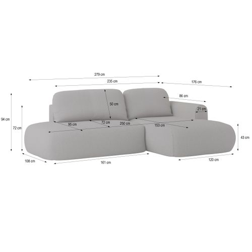 Canapé D'angle Nuvira Marron En Tissu Texturé Avec Fonction De Couchage