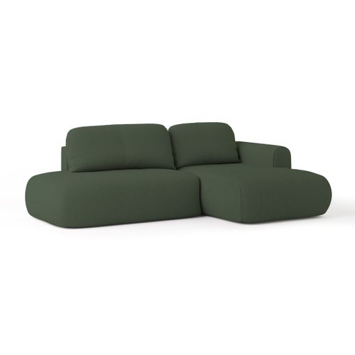 Canapé D'angle Nuvira Vert En Tissu Texturé Avec Fonction De Couchage