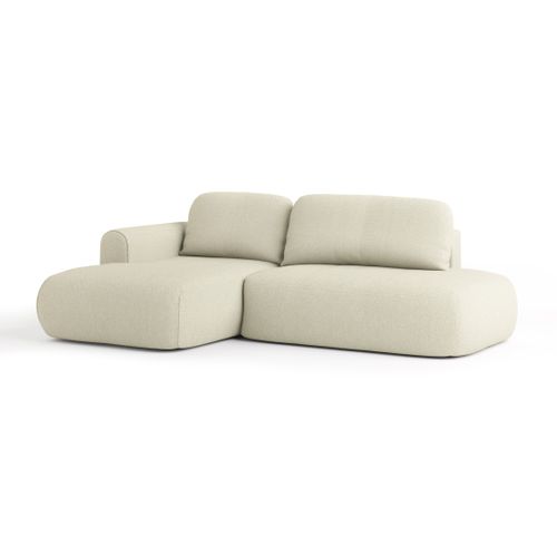 Canapé D'angle Nuvira Crème En Tissu Texturé Avec Fonction De Couchage