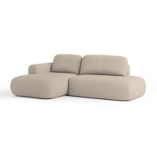 Canapé D'angle Nuvira Beige En Tissu Texturé Avec Fonction De Couchage