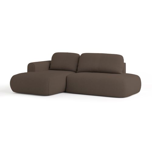 Canapé D'angle Nuvira Marron En Tissu Texturé Avec Fonction De Couchage
