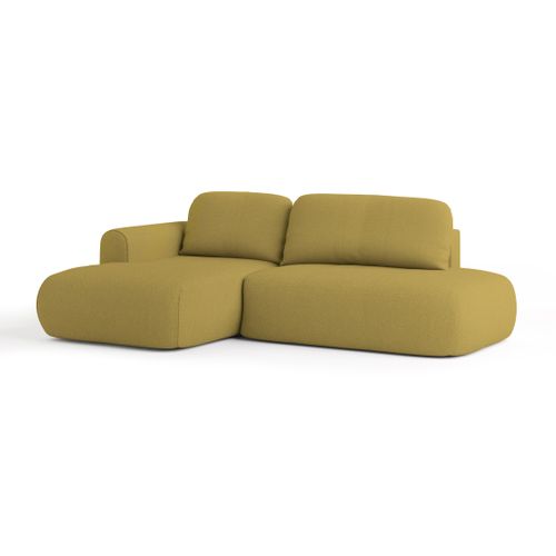 Canapé D'angle Nuvira Jaune En Tissu Texturé Avec Fonction De Couchage