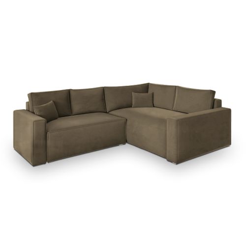 Canapé D'angle Eronis Beige En Velours Avec Fonction De Couchage