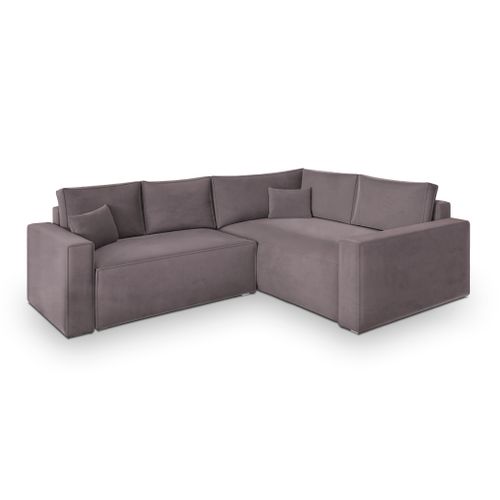 Canapé D'angle Eronis Violet En Velours Avec Fonction De Couchage