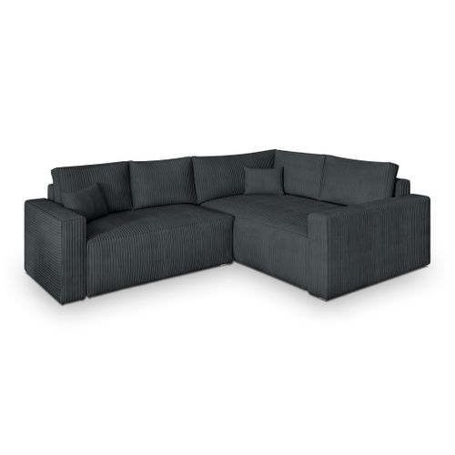 Canapé D'angle Eronis Gris En Velours Côtelé Avec Fonction De Couchage