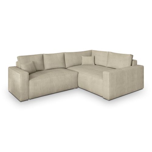 Canapé D'angle Eronis Crème En Velours Côtelé Avec Fonction De Couchage