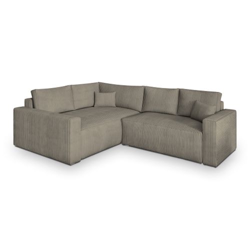 Canapé D'angle Eronis Beige En Velours Côtelé Avec Fonction De Couchage