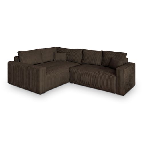 Canapé D'angle Eronis Marron En Velours Côtelé Avec Fonction De Couchage