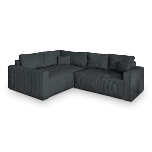 Canapé D'angle Eronis Gris En Velours Côtelé Avec Fonction De Couchage