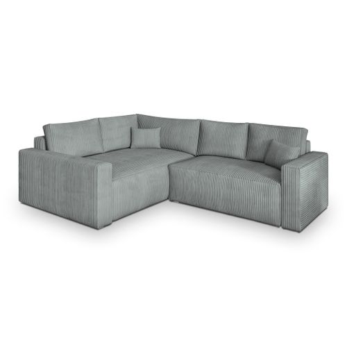 Canapé D'angle Eronis Gris Clair En Velours Côtelé Avec Fonction De Couchage