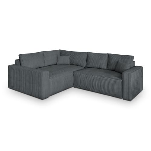 Canapé D'angle Eronis Gris En Velours Côtelé Avec Fonction De Couchage