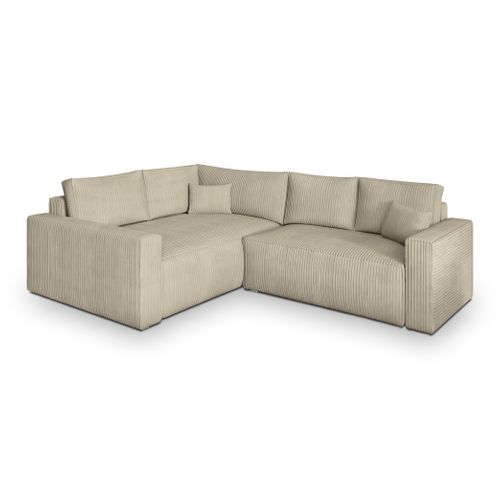 Canapé D'angle Eronis Crème En Velours Côtelé Avec Fonction De Couchage