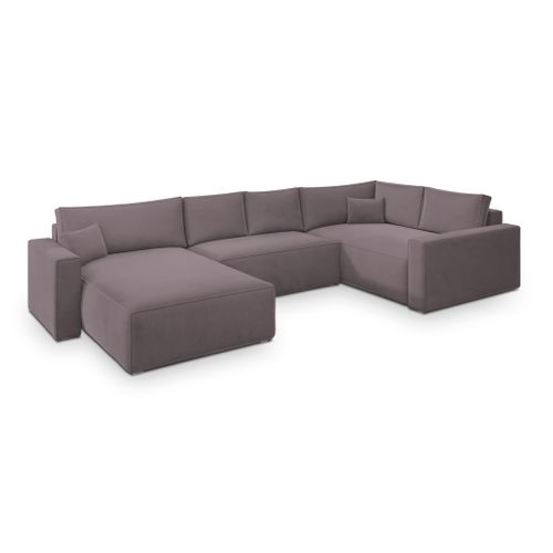Canapé D'angle Velami Violet En Velours Avec Fonction De Couchage
