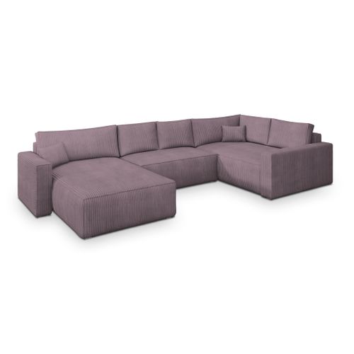 Canapé D'angle Velami Violet En Velours Côtelé Avec Fonction De Couchage