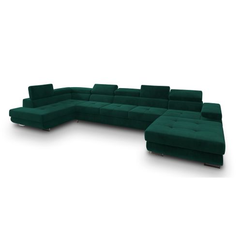 Canapé D'angle Toriva Vert Sapin En Velours Avec Fonction De Couchage