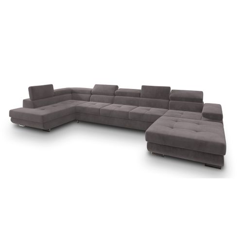 Canapé D'angle Toriva Violet En Velours Avec Fonction De Couchage