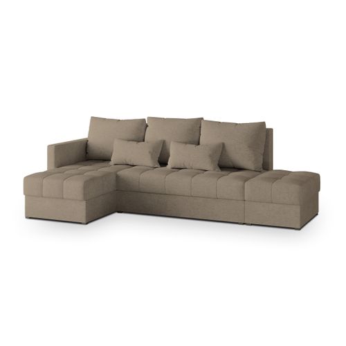 Canapé D'angle Lumari Marron En Tissu Texturé Avec Fonction De Couchage