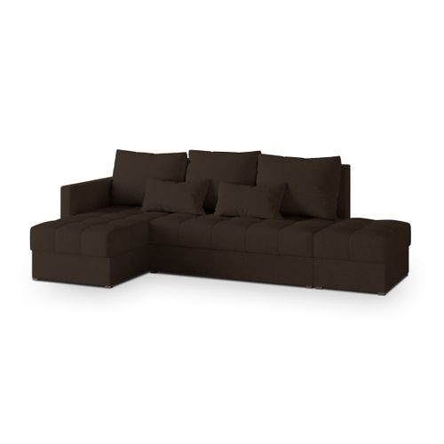 Canapé D'angle Lumari Marron En Tissu Texturé Avec Fonction De Couchage